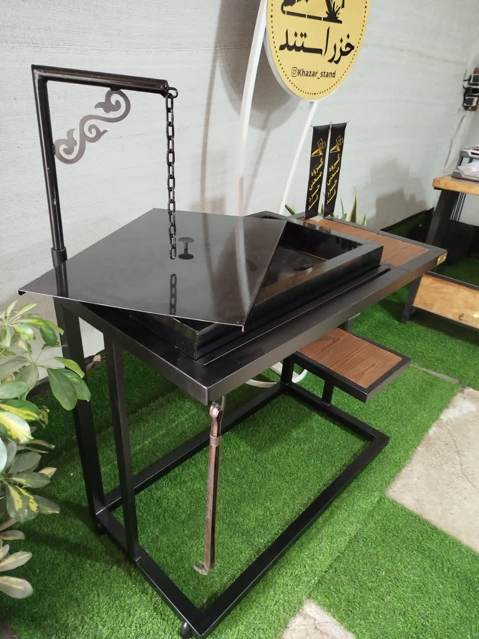 باربیکیو مدرن.پروفیل نیمه سنگین.رنگ نسوز.ورق منقل 2mm.چوب ترموود.مخصوص تراس و ویلاا